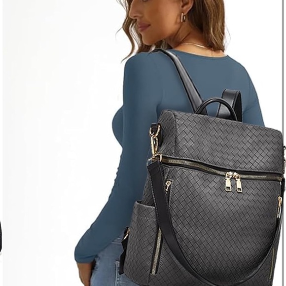 Womens Backpack Purse Leather Backpack Purse for Women Plaid black 2pack main image 6